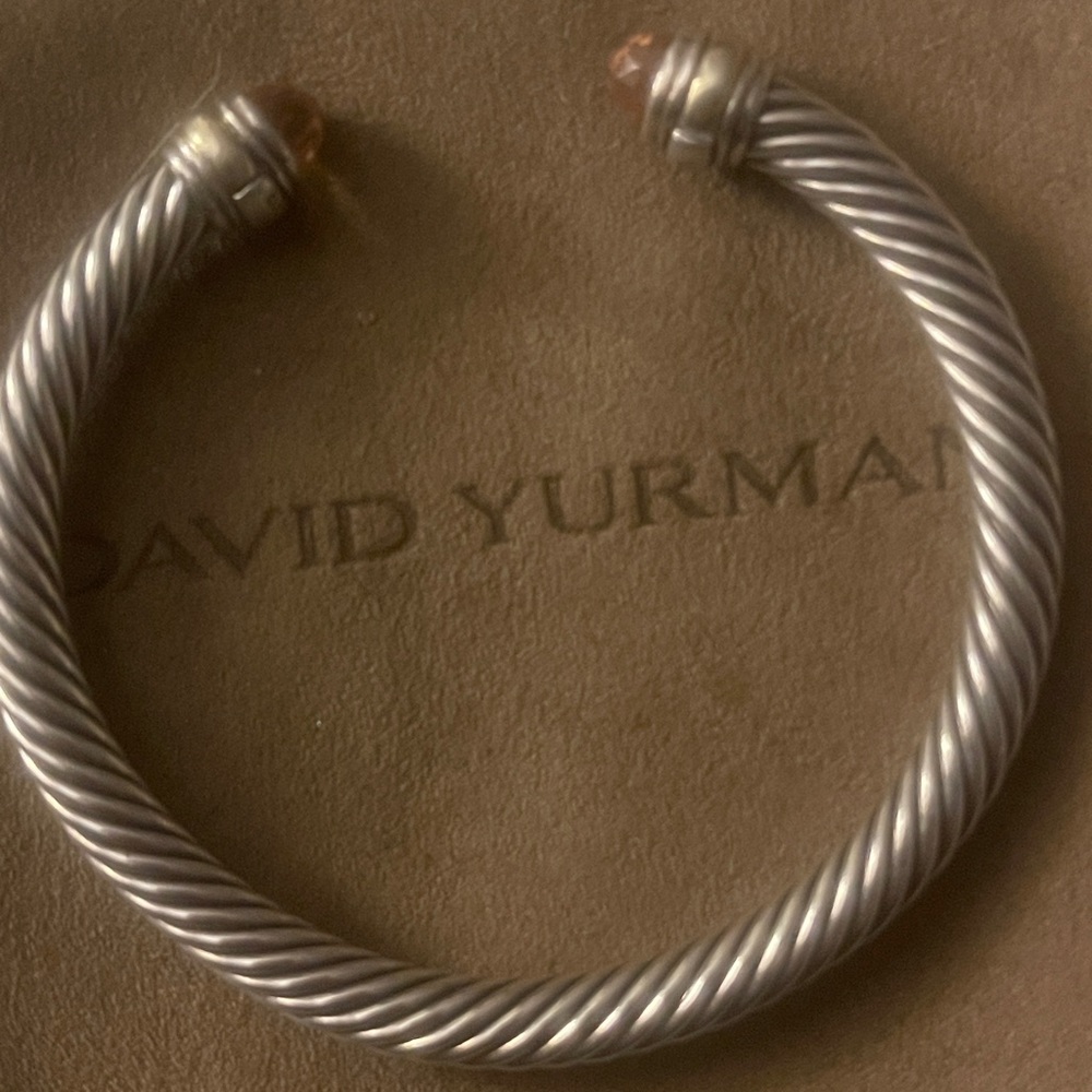 David Yurman Silver and Morganite Cable Bracelet